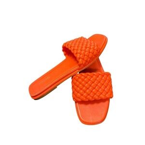 Michael Kors AMELIA Women's Faux Leather Woven Flat Sandals US 8M Orange